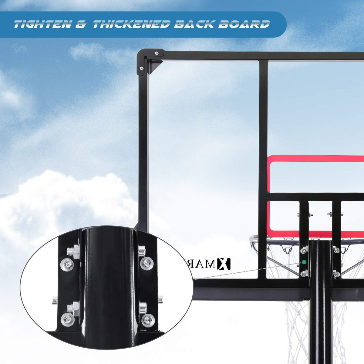 MARNUR Basketball Hoop Portable Basketball Goal System with Adjustable Height with Big Backboard &amp; Wheels and LarBase for Youth &amp; Adults Family Indoor Outdoor