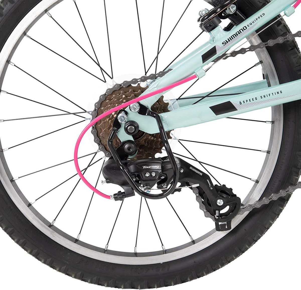 Royce Union Kids Aluminum Mountain Bike, Girls, Dual Suspension, 6-Speed 20inch, RTX, Ice Blue