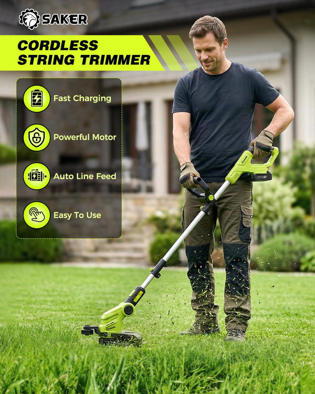 Cordless Weed Wacker,3-in-1 Weed Cutter with Auto Line Feed, 12-in Cordless Lawn Mower Grass Trimmer&amp;Edger Lawn&amp;Mower Tool with 2 Batteries for Yard, Garden,Wireless Weed Eater with 2 Lines