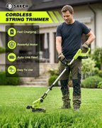 Cordless Weed Wacker,3-in-1 Weed Cutter with Auto Line Feed, 12-in Cordless Lawn Mower Grass Trimmer&amp;Edger Lawn&amp;Mower Tool with 2 Batteries for Yard, Garden,Wireless Weed Eater with 2 Lines
