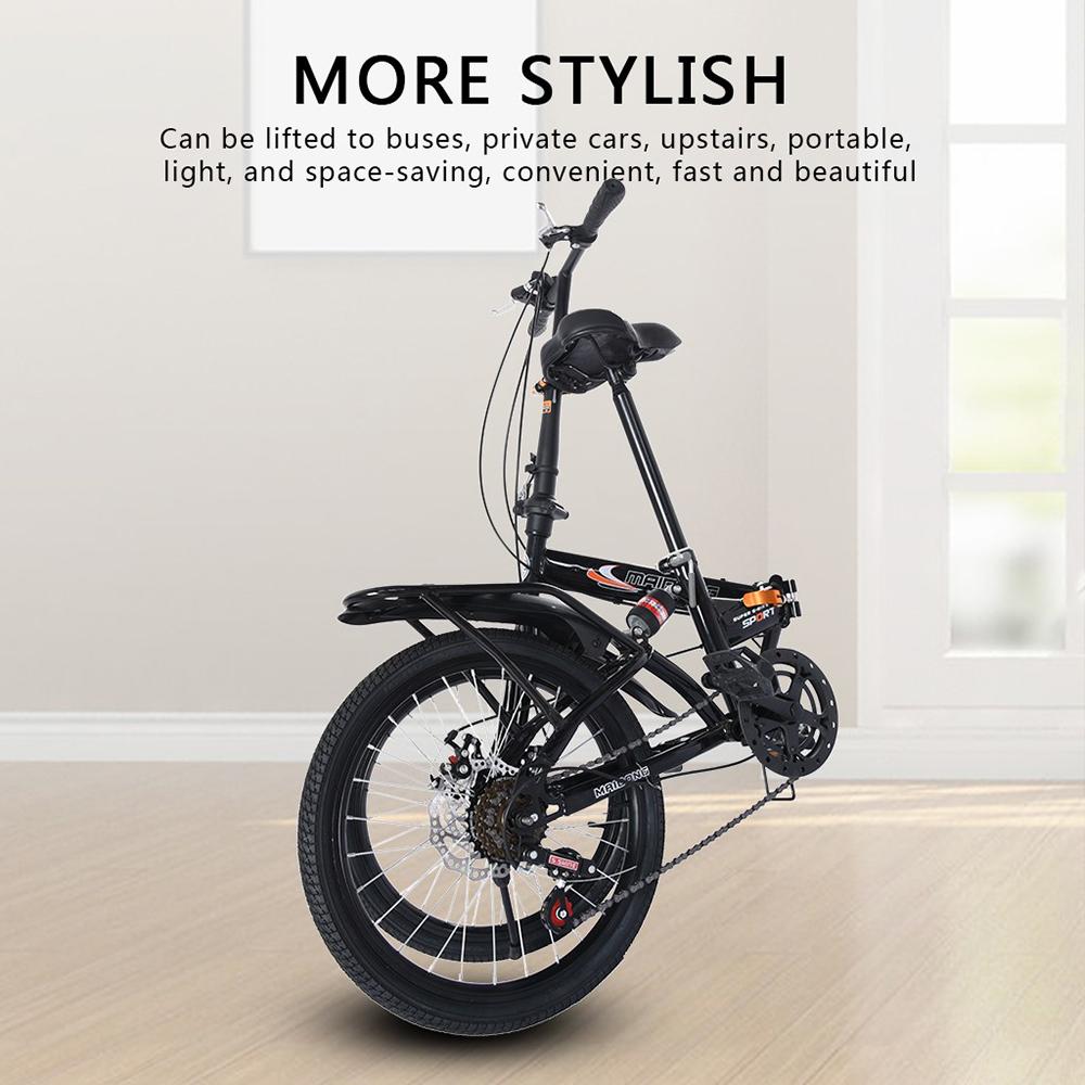 Tuscom 20in Adult Mountain Bike 7-speed city folding compact suspension bike city commuters