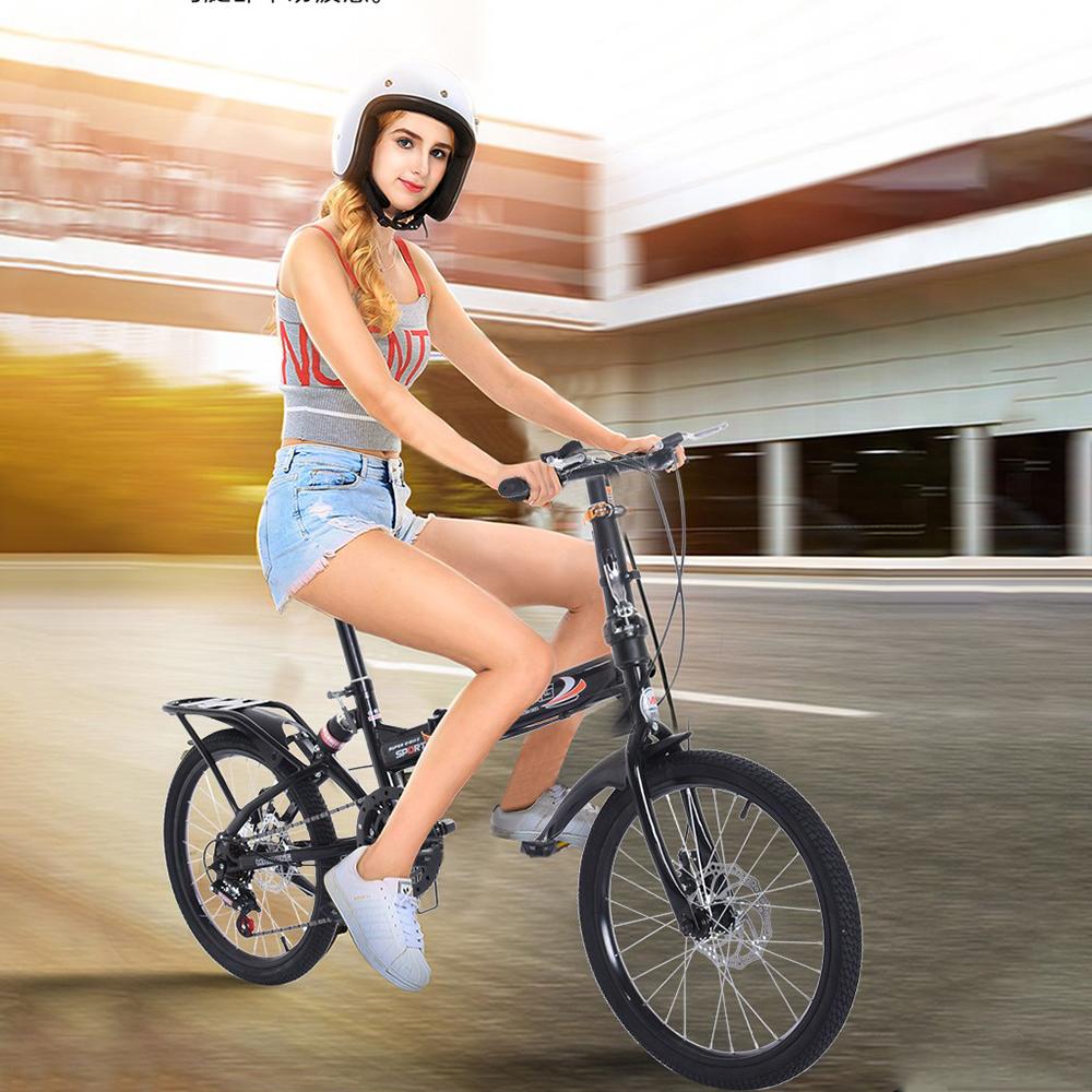 Tuscom 20in Adult Mountain Bike 7-speed city folding compact suspension bike city commuters