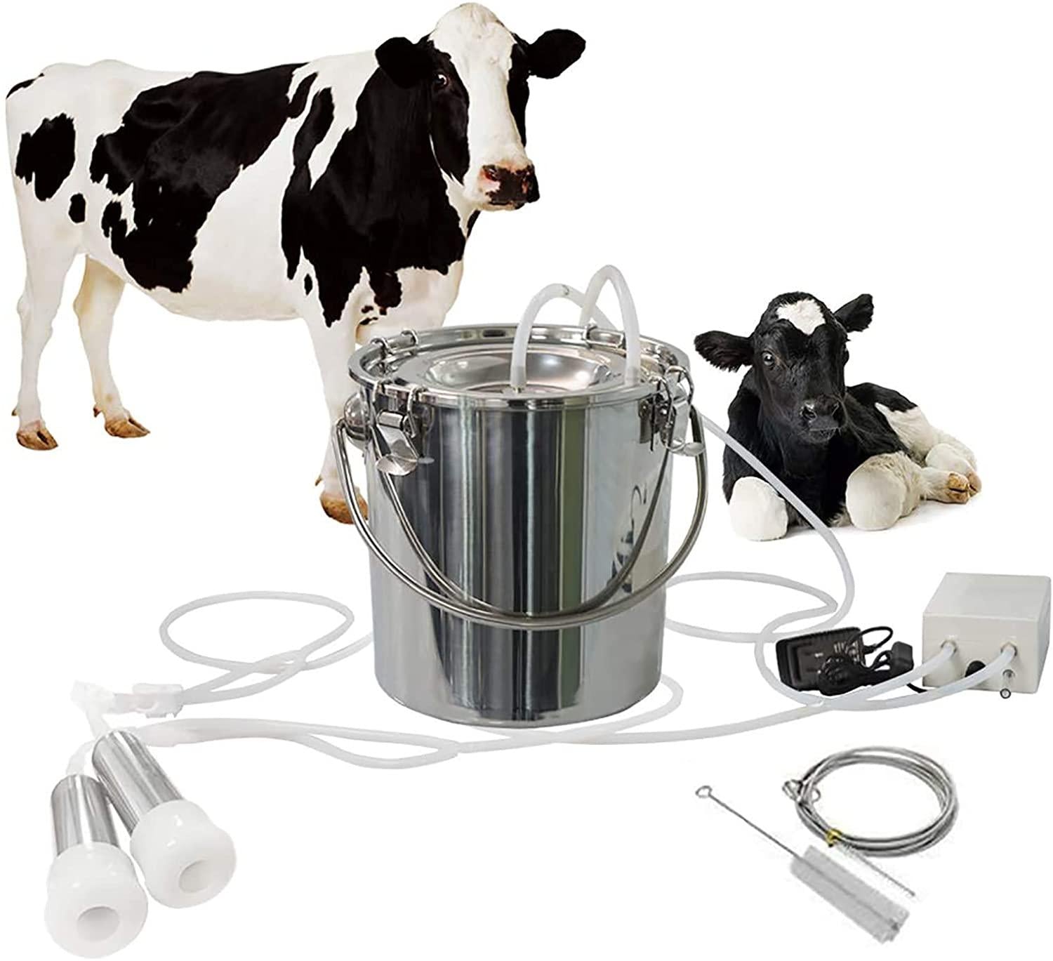automatic portable livestock milking equipment, 7l portable pulsation vacuum pump goat milker livstock milking machine, goat milking machine, cow milking machine electric, common for cattle and shee