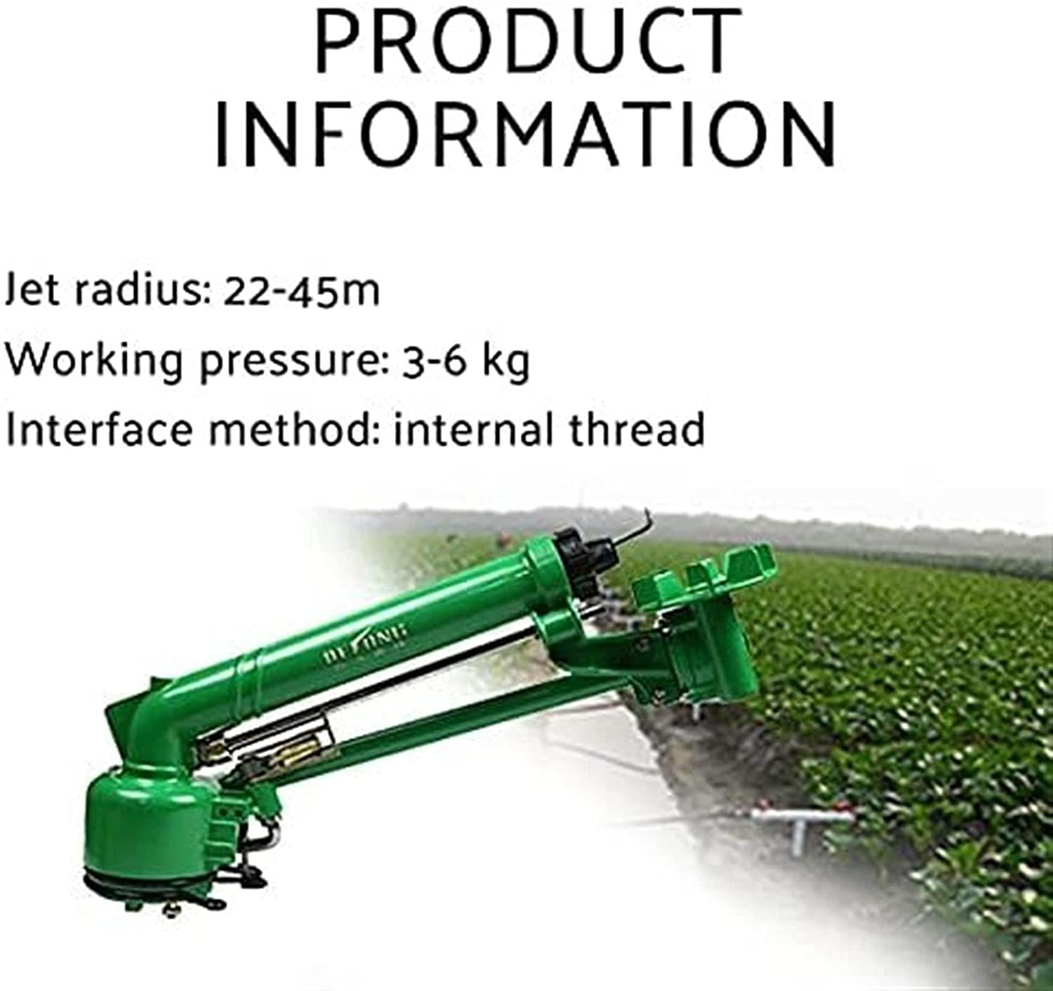 BaiHQF Garden Rocker Spray Gun, Rotating Sprinkler, 20~50M Reach, Easy to Install, Spray Evenly, Interface: Internal Thread, for Watering Plants or Lawns