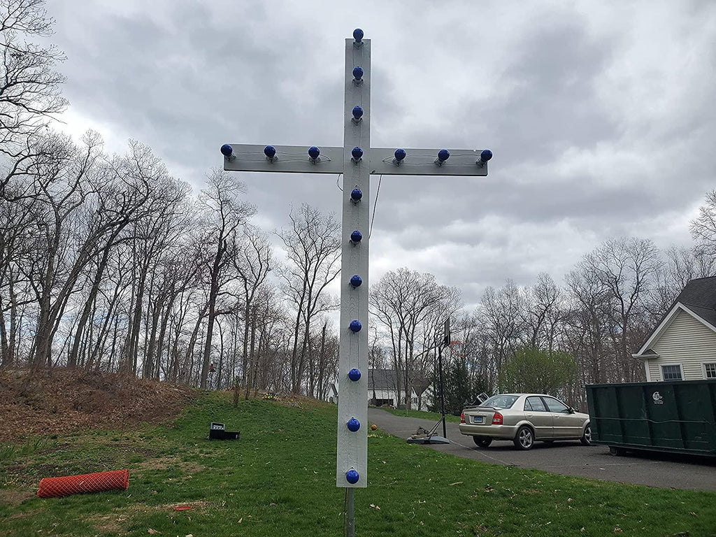 8 ft LarOutdoor Holiday Display Christian Yard Cross with Lights Easter Christmas Decoration