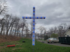8 ft LarOutdoor Holiday Display Christian Yard Cross with Lights Easter Christmas Decoration