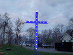 8 ft LarOutdoor Holiday Display Christian Yard Cross with Lights Easter Christmas Decoration