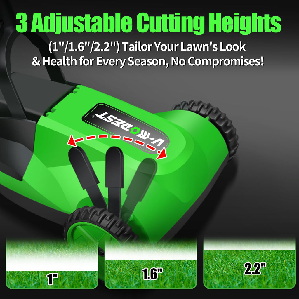 Cordless Lawn Mower, Electric Small Lawn Mower with 2 x 21V 4.0Ah Battery, Lightweight Mini Lawn Mower with Brushless Motor, 3 Cutting Heights, Garden Yard Lawn Care