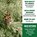 Fraser Hill Farm 9 Ft. Buffalo Fir Slim Artificial Christmas Tree with Multi-Color LED String Lighting