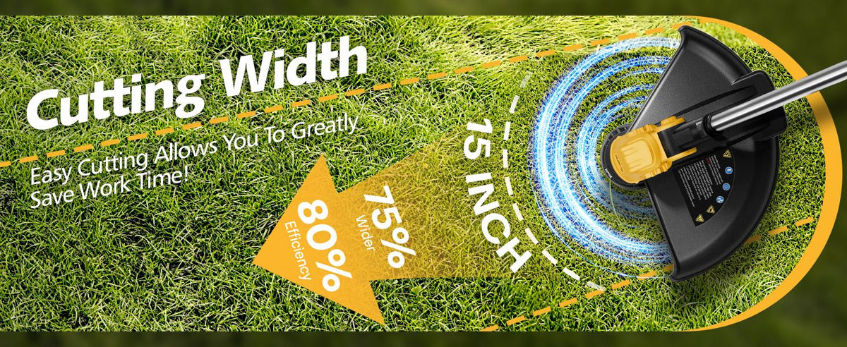 Brushless Electric Weed Wacker String Trimmer, 20V Cordless Weed Eater and Edger, 15" Cutting Width with 2 * 5.0Ah Battery Powered Brush Cutter, 4 in 1 Lawn Mower, Eco Friendly Grass Cutter