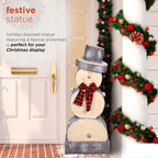 38 in. Tall Christmas Snowman Statue with Wood Texture