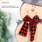 38 in. Tall Christmas Snowman Statue with Wood Texture
