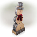 38 in. Tall Christmas Snowman Statue with Wood Texture