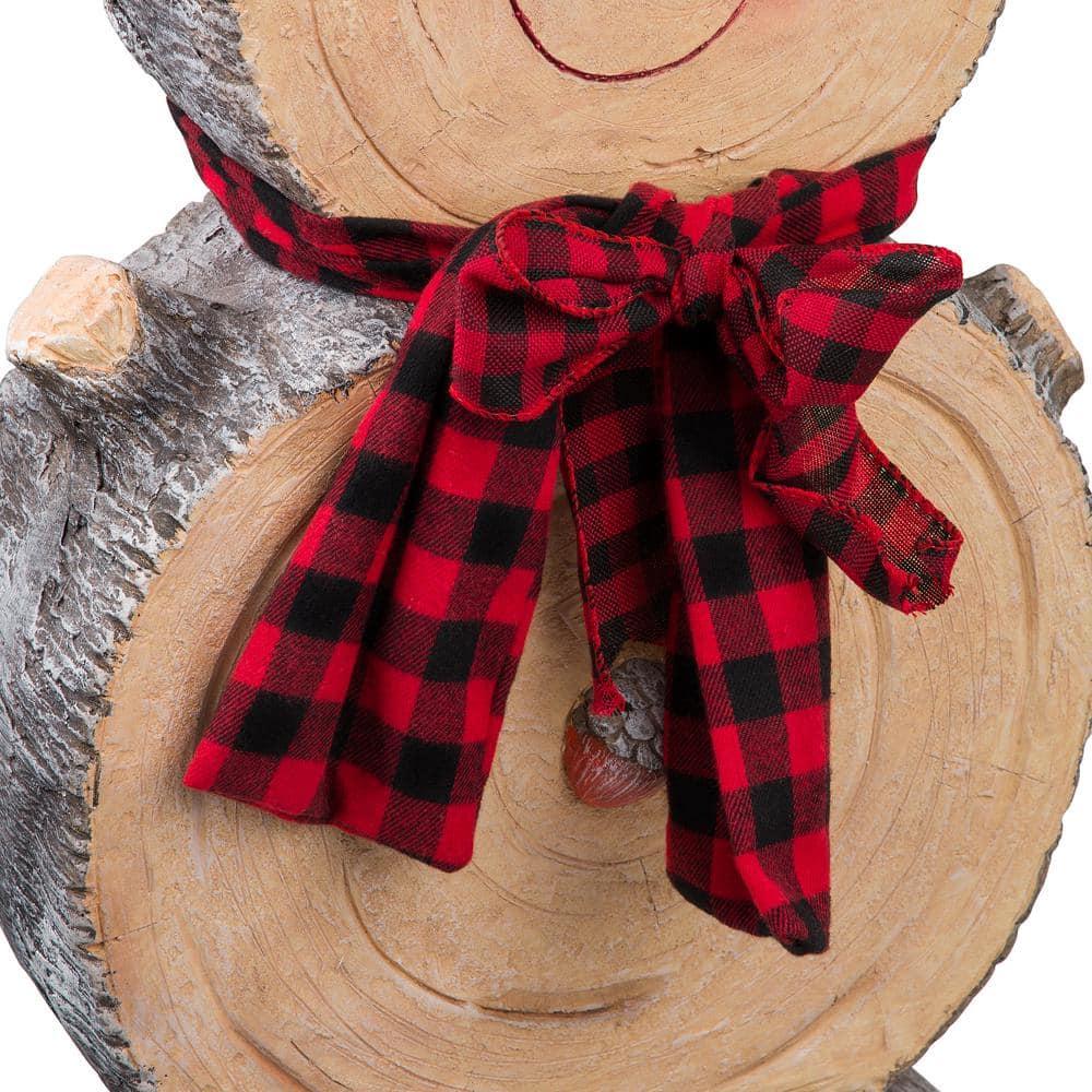 38 in. Tall Christmas Snowman Statue with Wood Texture