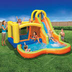 Banzai Sun 'N Splash Fun 12' x 9' x 7' Kids Inflatable Outdoor Backyard Bounce House and Water Slide Splash Park Toy w/ Bouncer,