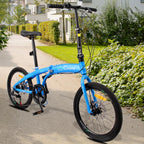 Adult Bike, YOFE 7 Speed Folding Bikes for Adults Teens, Portable Adult Men Women Bike, Adjustable Height Foldable Bike with 20" Wheels, Folding Bicycles Bike for On Duty, Off Duty, Blue, R8596