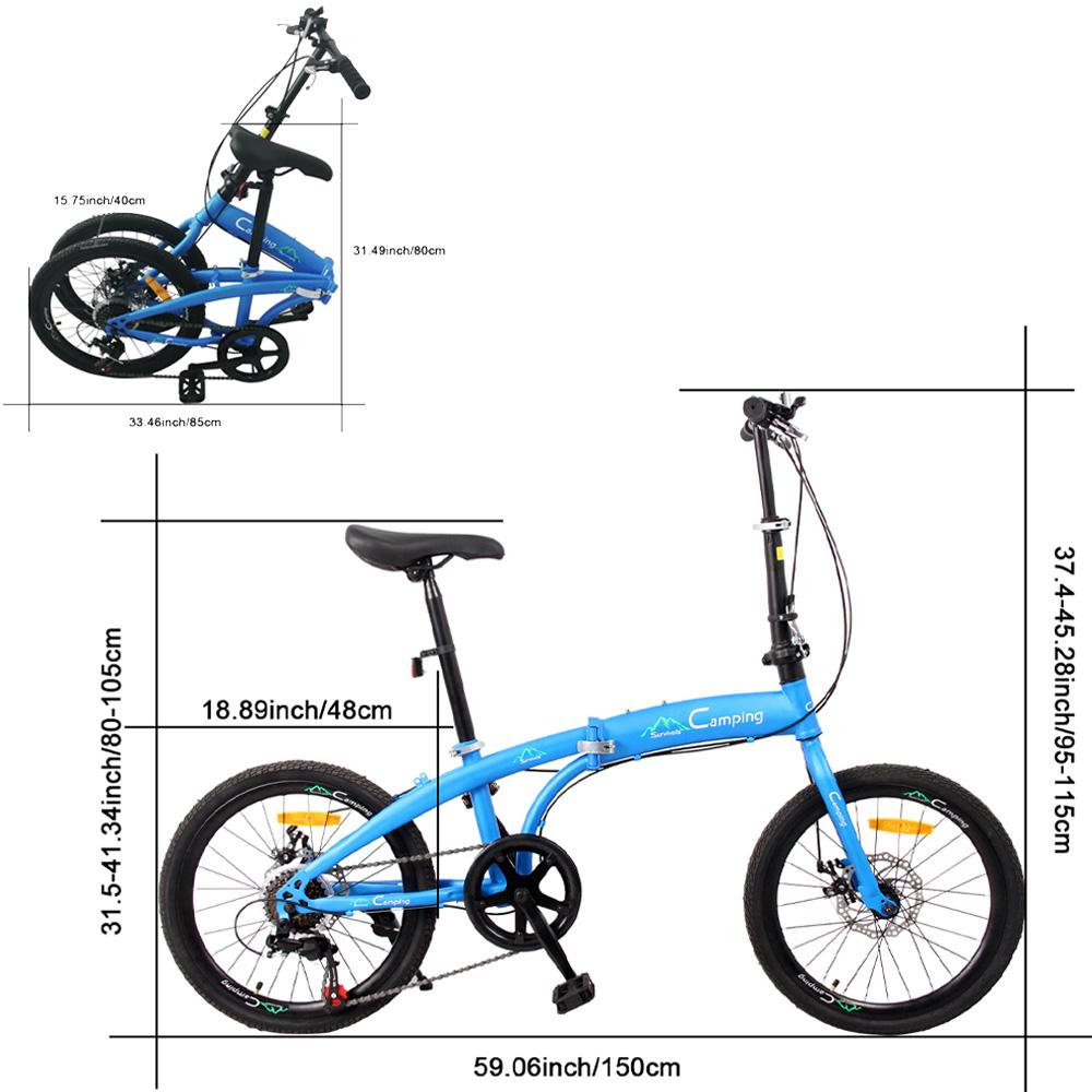 Folding Bikes for Women,Adult Folding Bike with 7 Speed, Adjustable Height Portable Adult Bike, Folding Bicycle with 20" Wheels, Compact Leisure Foldable Bike for Work, School, B