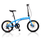Adult Bike, YOFE 7 Speed Folding Bikes for Adults Teens, Portable Adult Men Women Bike, Adjustable Height Foldable Bike with 20" Wheels, Folding Bicycles Bike for On Duty, Off Duty, Blue, R8596