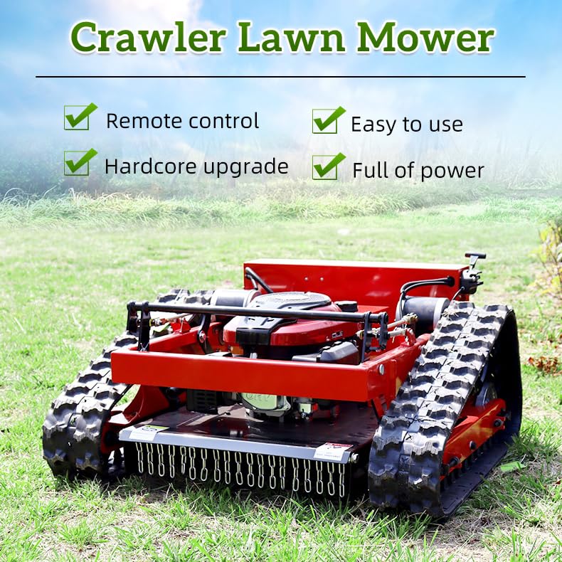 Remote Control Robotic Lawn Mower, Automatic Track Lawn Mower for 45° Slope, Adjustable Cutting Height, All Terrain Grass Cutter Yard Mower USA Stock