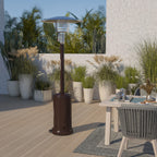 BizChair Patio Outdoor Heating-Bronze Stainless Steel 40,000 BTU Propane Heater with Wheels for Commercial &amp; Residential Use-7.5 Feet Tall