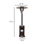BizChair Patio Outdoor Heating-Bronze Stainless Steel 40,000 BTU Propane Heater with Wheels for Commercial &amp; Residential Use-7.5 Feet Tall