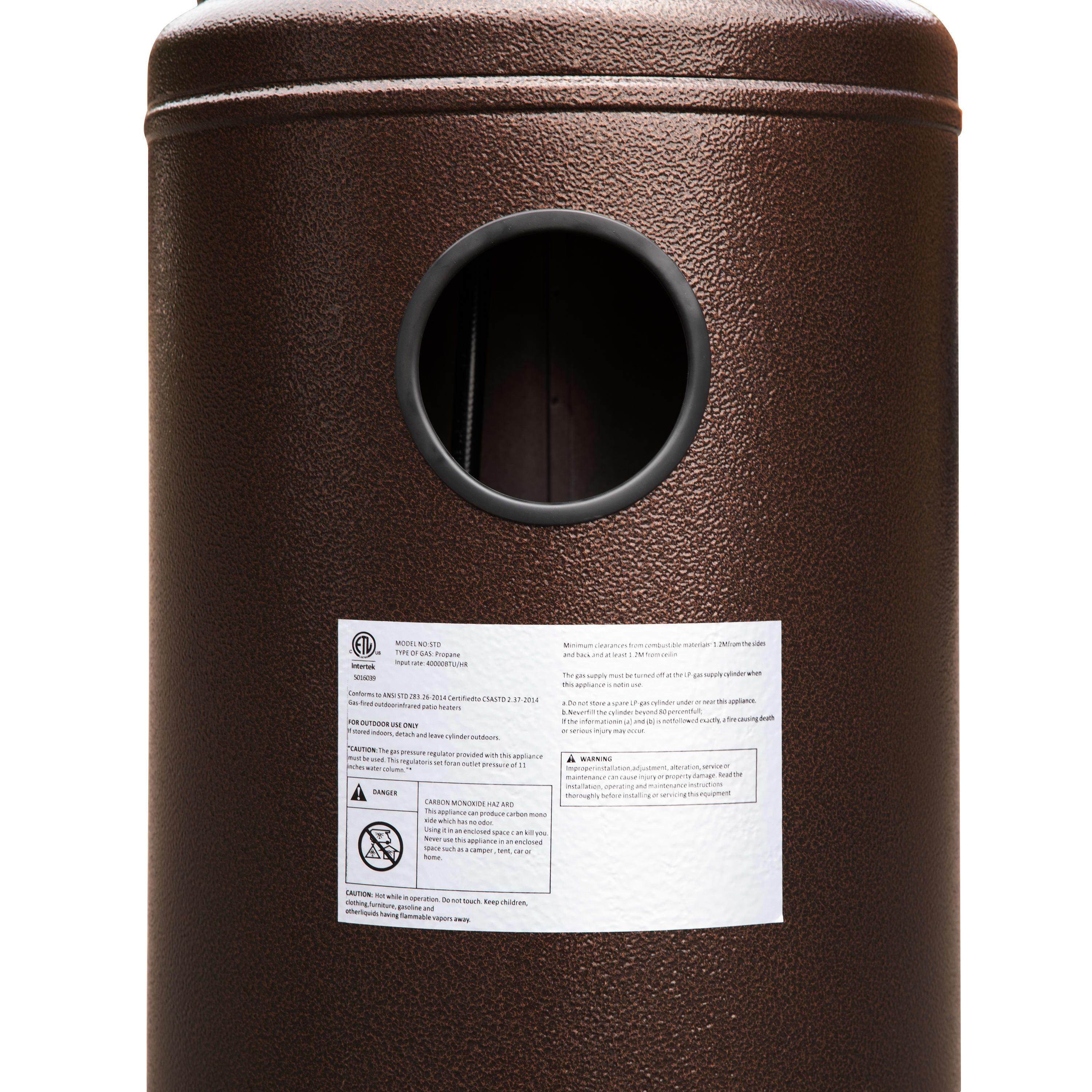 BizChair Patio Outdoor Heating-Bronze Stainless Steel 40,000 BTU Propane Heater with Wheels for Commercial &amp; Residential Use-7.5 Feet Tall