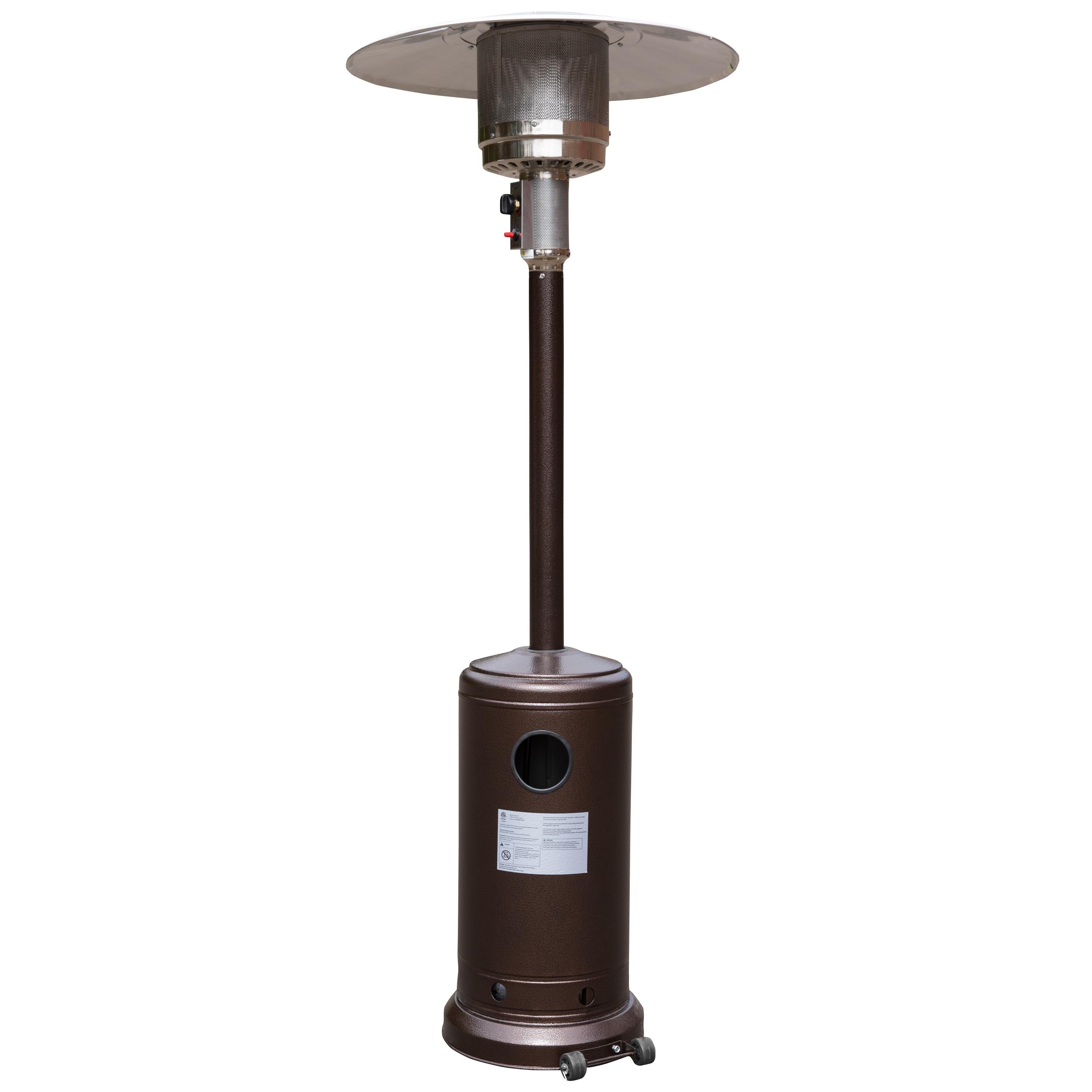 BizChair Patio Outdoor Heating-Bronze Stainless Steel 40,000 BTU Propane Heater with Wheels for Commercial &amp; Residential Use-7.5 Feet Tall