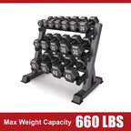 Delfy Dumbbell Rack 3 shelves, storafor dumbbells of all weights, angled storashelves, load capacity 300kg