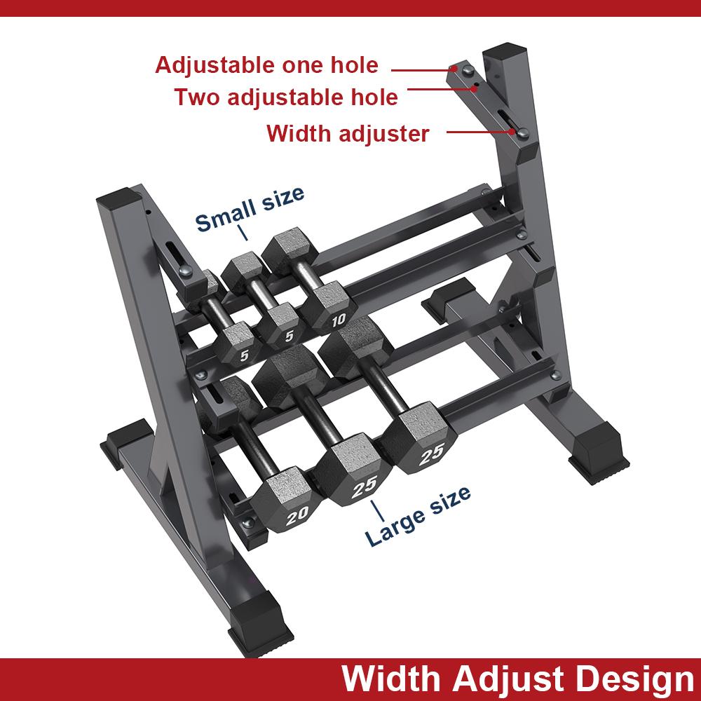 Delfy Dumbbell Rack 3 shelves, storafor dumbbells of all weights, angled storashelves, load capacity 300kg