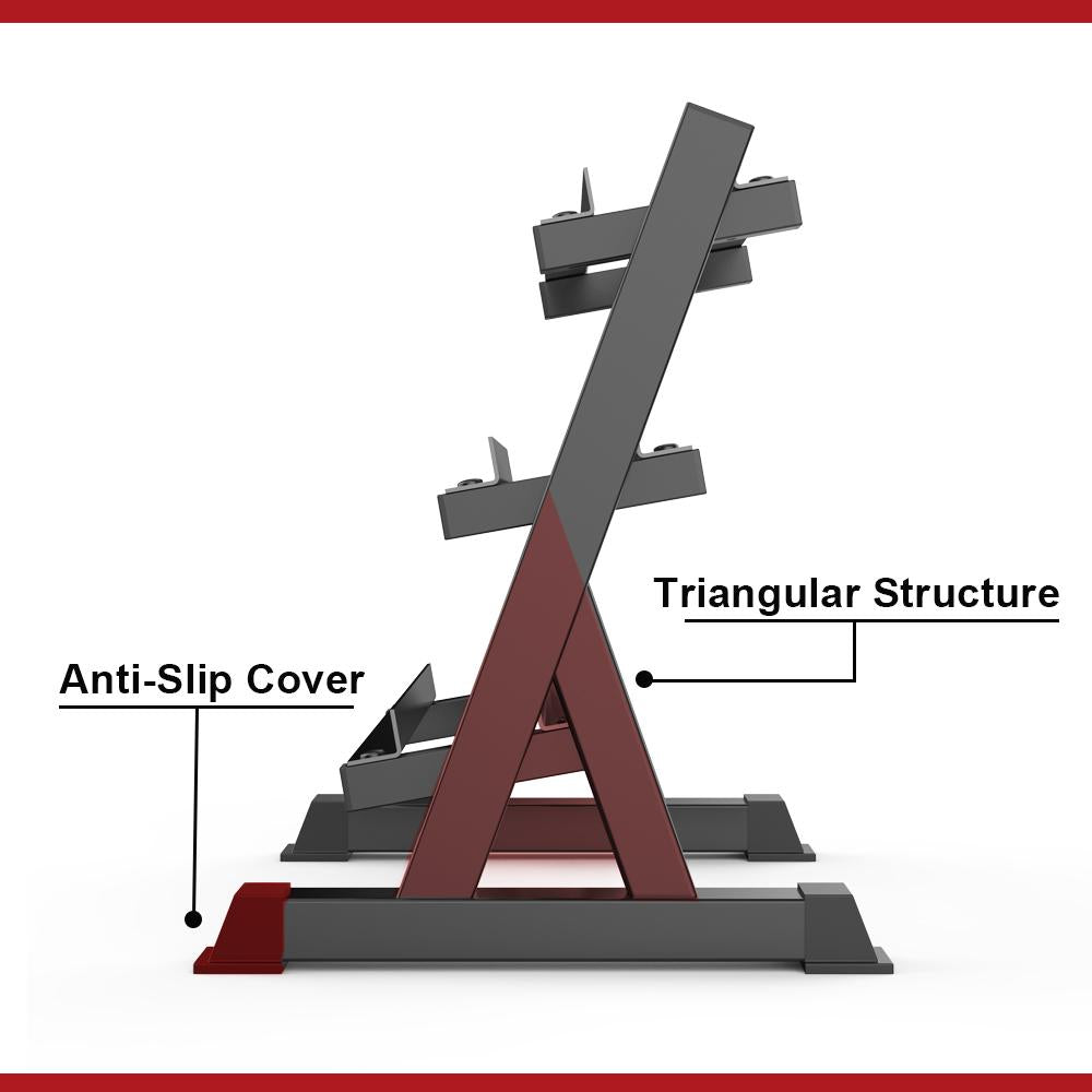 Delfy Dumbbell Rack 3 shelves, storafor dumbbells of all weights, angled storashelves, load capacity 300kg
