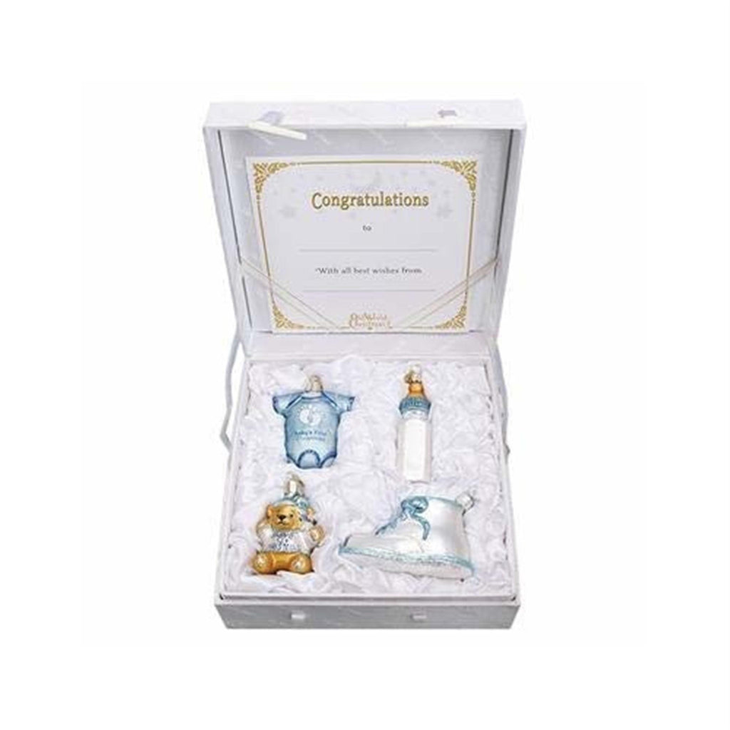 Old World Christmas Baby Boy Glass Ornament Set 4 Piece