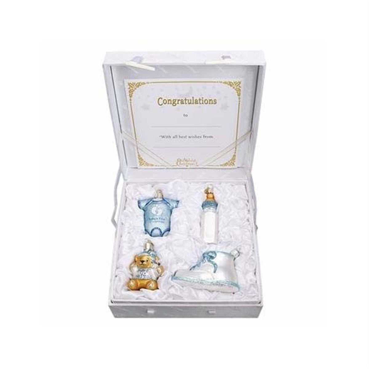 Old World Christmas Baby Boy Glass Ornament Set 4 Piece