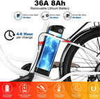 VIVI 350W Electric Bikes, 26 Inch Electric Bicycle for Adults/Women/Men, 36V 8Ah Removable Lithium Battery, 7 Speed Comfortable City Ebike Cruiser Commuter Bicycle