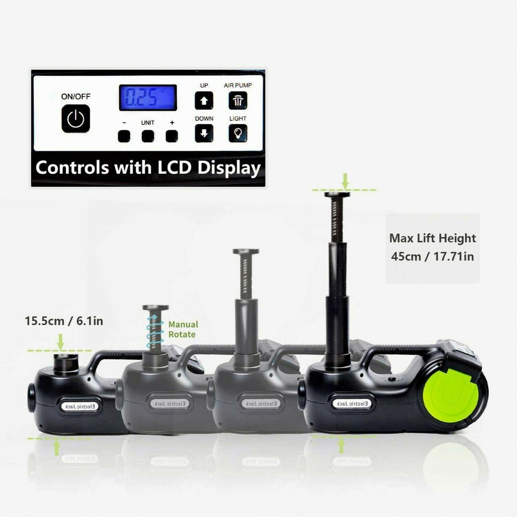 Car Jack Lift 5 Ton 12V DC Electric Hydraulic Floor Jack Tire Inflator Pump Kits