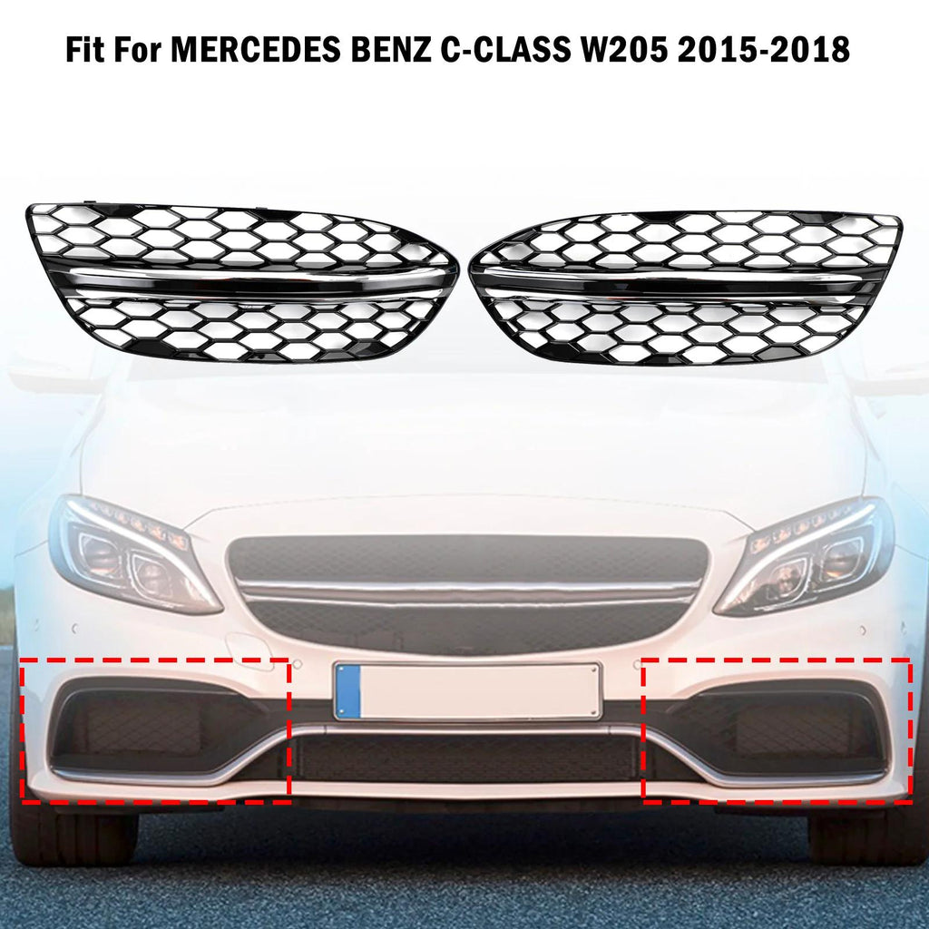 2015-2023 BENZ C-CLASS W205 Black Chrome Front Fog Light Cover 14475205 2058851623 Generic