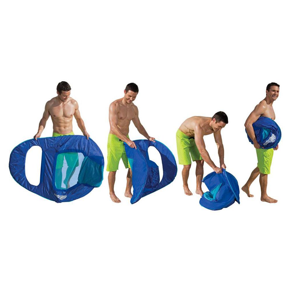 SwimWays 6060121 Spring Float Recliner Extra Large Summertime Relaxation Comfortable Lounge Seat with Cup Holder, Blue (4 Pack)