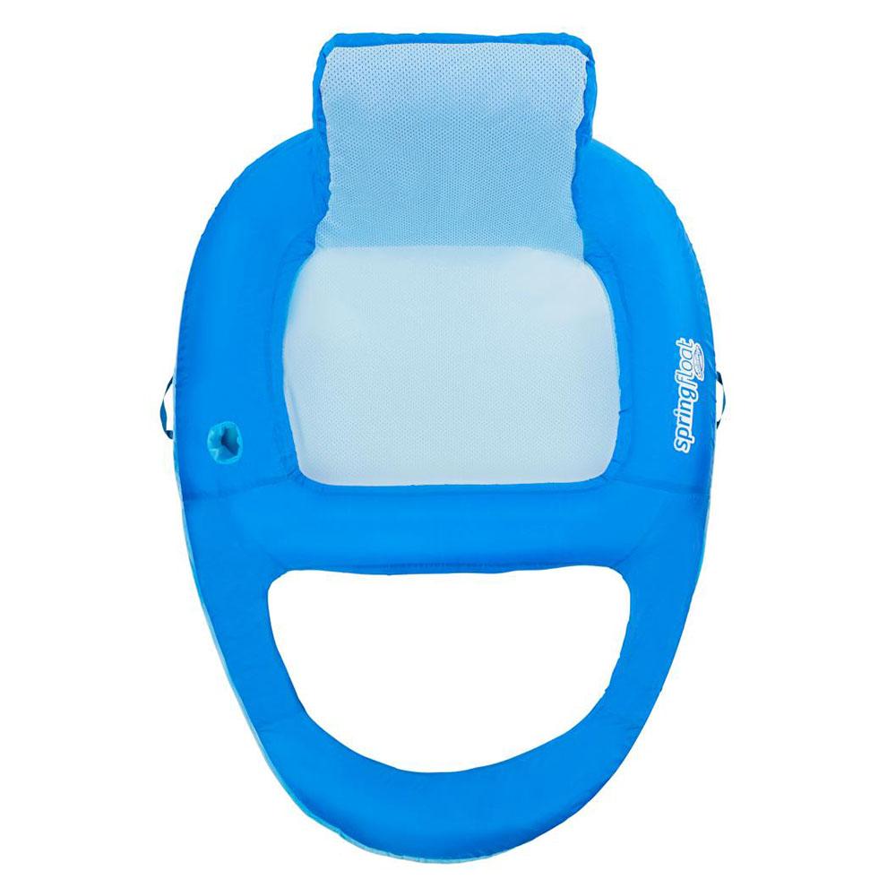 SwimWays 6060121 Spring Float Recliner Extra Large Summertime Relaxation Comfortable Lounge Seat with Cup Holder, Blue (4 Pack)