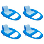 SwimWays 6060121 Spring Float Recliner Extra Large Summertime Relaxation Comfortable Lounge Seat with Cup Holder, Blue (4 Pack)