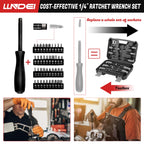 3/8”Drive Impact Socket Set,Standard SAE(5/16 to 3/4-Inch) Metric Size(8-22mm), 95 Piece, CR-V Steel Deep&Shallow Kit, Adapters, Ratchet Handle, Screwdriver Bit Set, Spark Plug Socket, 6 Point
