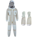 beeprogear ventilated bee suit for men - 3x ultra protective layer beekeeping suit - premium white fabric mesh bee keepers suite - professional bee suit for women with fencing veil (4xl)