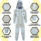 beeprogear ventilated bee suit for men - 3x ultra protective layer beekeeping suit - premium white fabric mesh bee keepers suite - professional bee suit for women with fencing veil (4xl)
