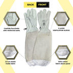 beeprogear ventilated bee suit for men-3x ultra protective layer beekeeping suit-premium white fabric mesh bee keepers suite-professional bee suit for women with round veil and free gloves (4x-large)