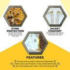 beeprogear ventilated bee suit for men - 3x ultra protective layer beekeeping suit - premium white fabric mesh bee keepers suite - professional bee suit for women with fencing veil (4xl)
