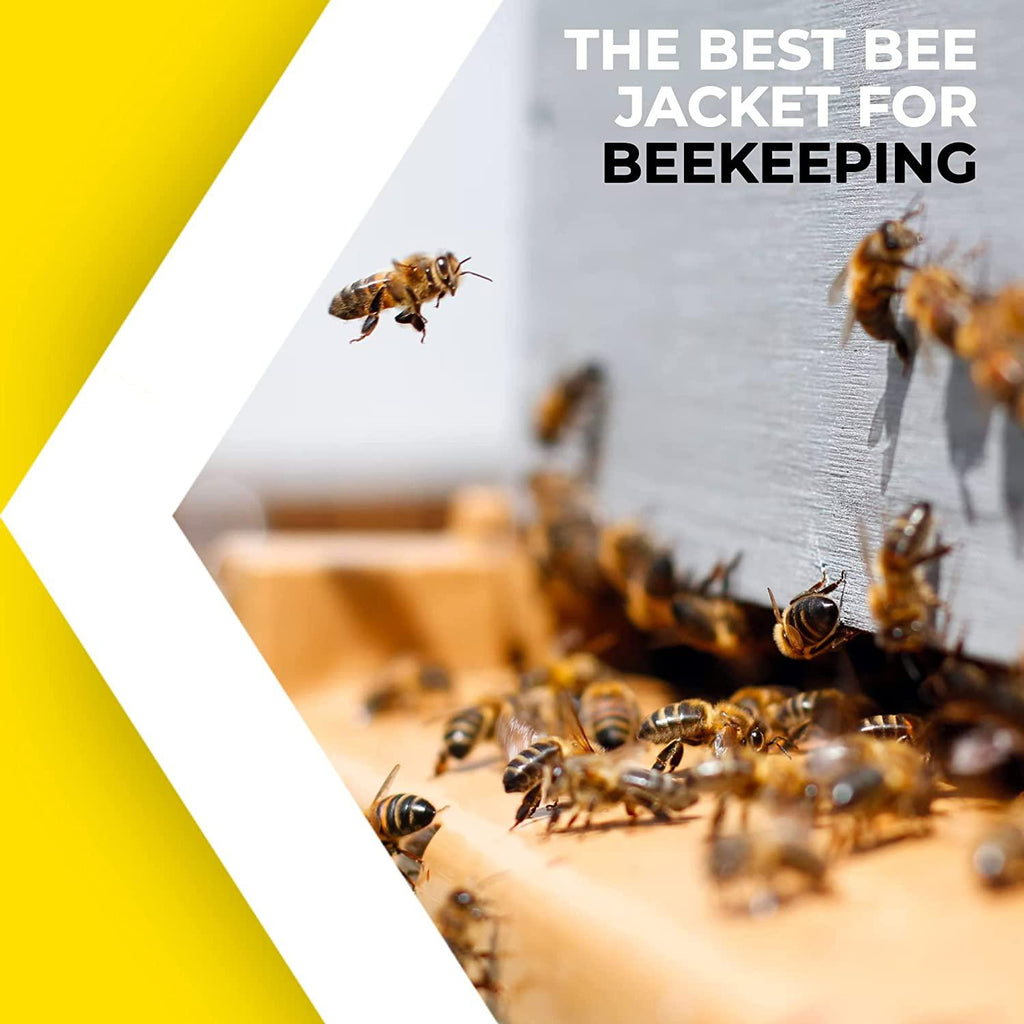 beeprogear ventilated bee suit for men - 3x ultra protective layer beekeeping suit - premium white fabric mesh bee keepers suite - professional bee suit for women with fencing veil (4xl)