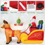 6 ft. Pre-lit LED Lights Santa Double Deer Christmas Inflatable with Waterproof Polyester Fabric