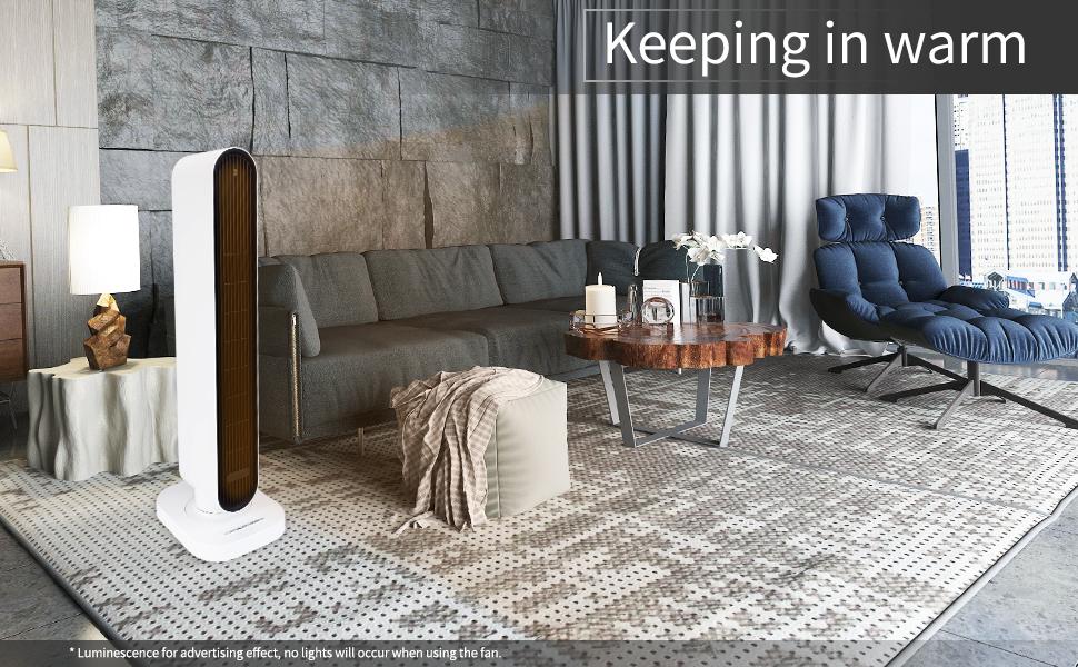 Electric Space Heater 1500W,Whole Room Tower Space Heater with Remote 4 Heat Modes Setting, Overheating Protection, for Bedroom, Office, and Indoor Use, White,32"