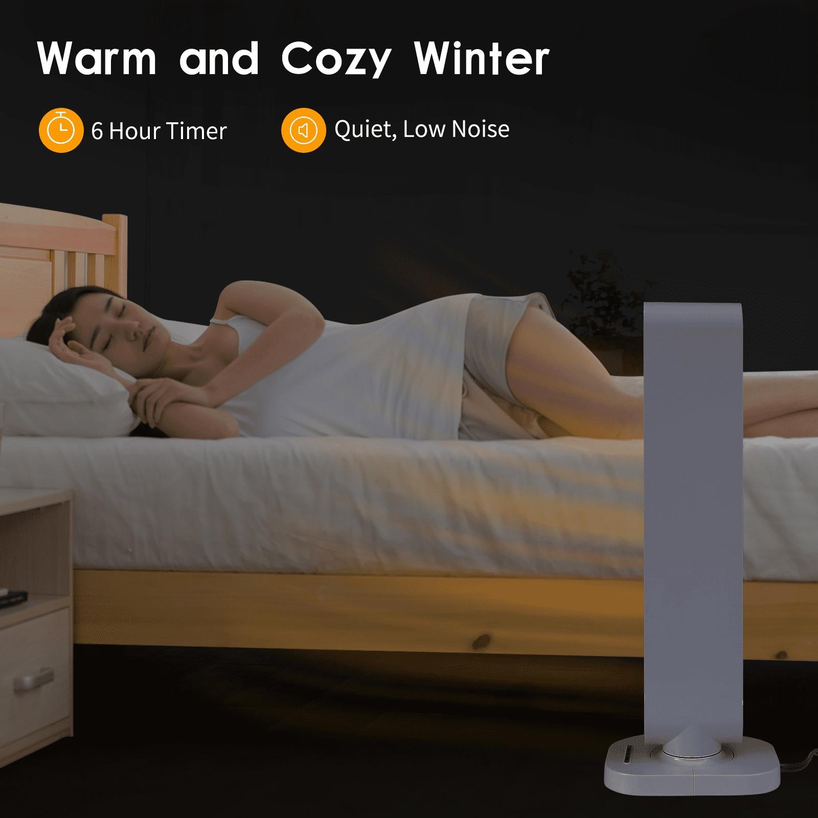 Electric Space Heater 1500W,Whole Room Tower Space Heater with Remote 4 Heat Modes Setting, Overheating Protection, for Bedroom, Office, and Indoor Use, White,32"