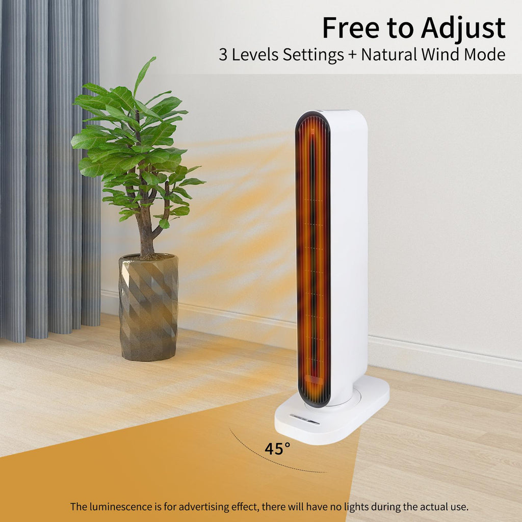 Electric Space Heater 1500W,Whole Room Tower Space Heater with Remote 4 Heat Modes Setting, Overheating Protection, for Bedroom, Office, and Indoor Use, White,32"