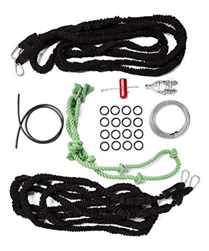 Tumbo Solo Slinger Outdoor Tough Hanging 50 ft Zipline Dog Toy (Uses Bungee Force to Sling Rope Toy Back and Forth to Center) Adjustable Length