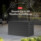 Astoria 150 Gallon Outdoor StoraDeck Box – LarWaterproof Resin StoraBox with Lockable Lid for Patio Cushions, Pool Supplies, Garden Tools & Outdoor Accessories, Dark Gray | Waterproof Resin, For Patio Furniture Cushions, Pool Supplies, Ga